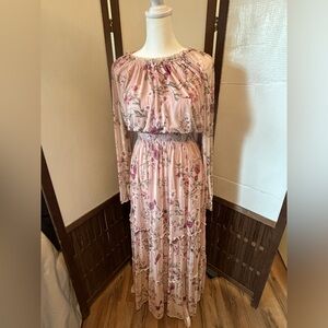 Kate and Lily Pink Floral Maxi Dress - Size 8